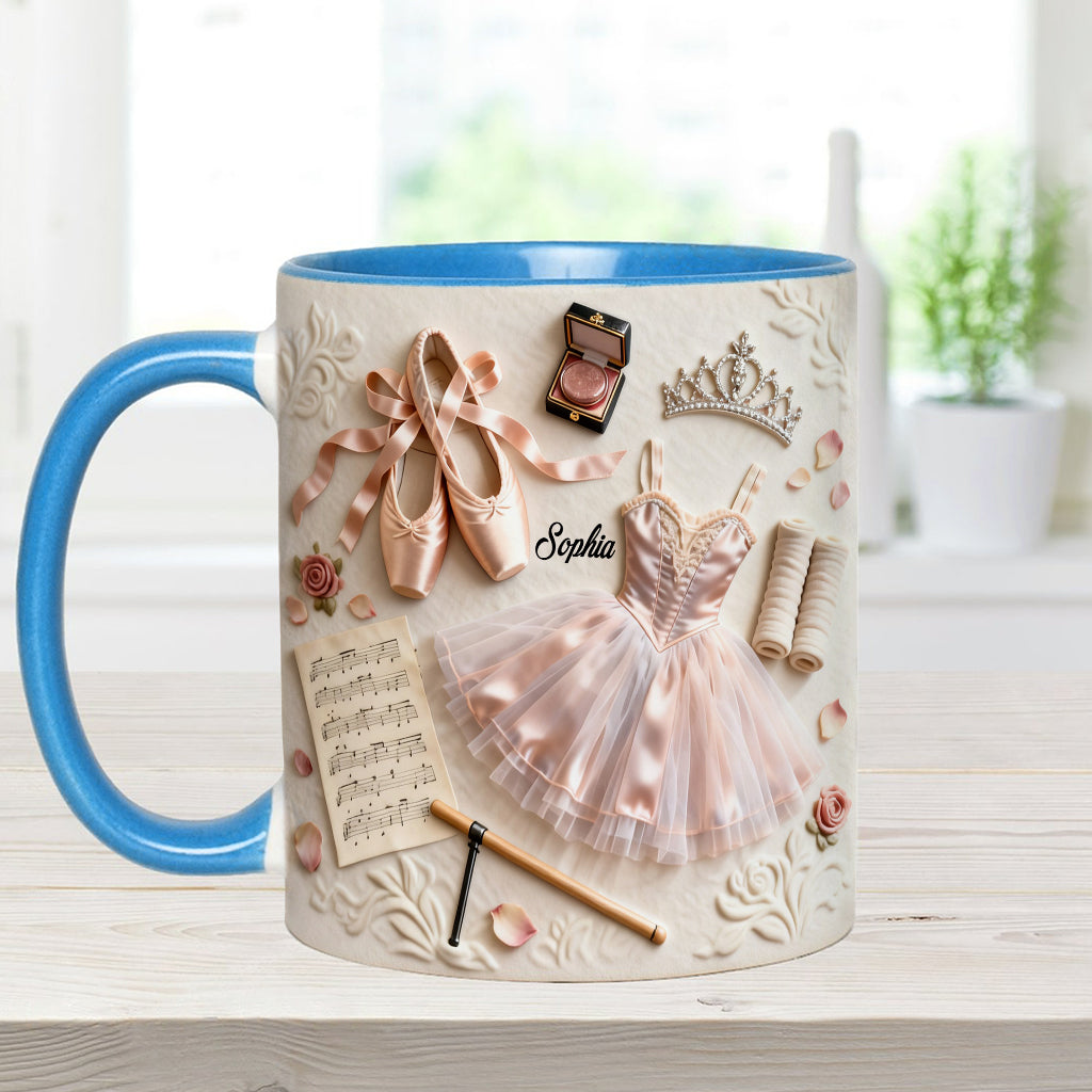 Liebe zum Ballett – Personalisierte Tasse und Untersetzer mit Ballettmotiv