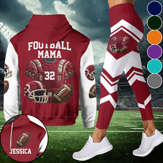Proud Football Mama, Grandma,... - Personalized Football Hoodie and Leggings
