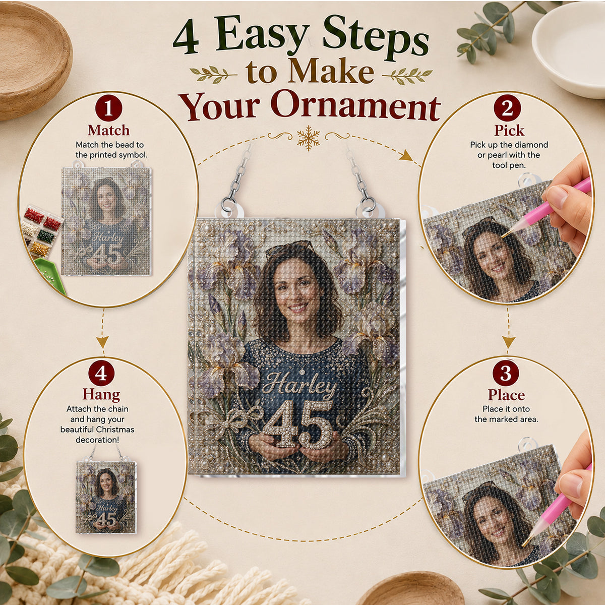 Birthday Gift - Personalized Birthday Diamond Painting Ornament Kit