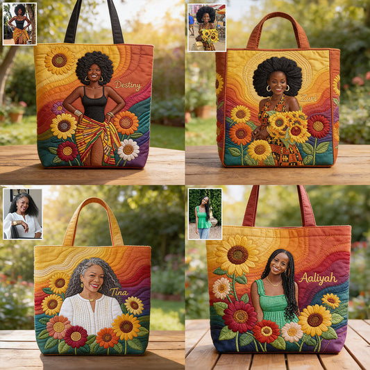 Any Photo Proud Woman - Personalized African American Quilted Tote Bag