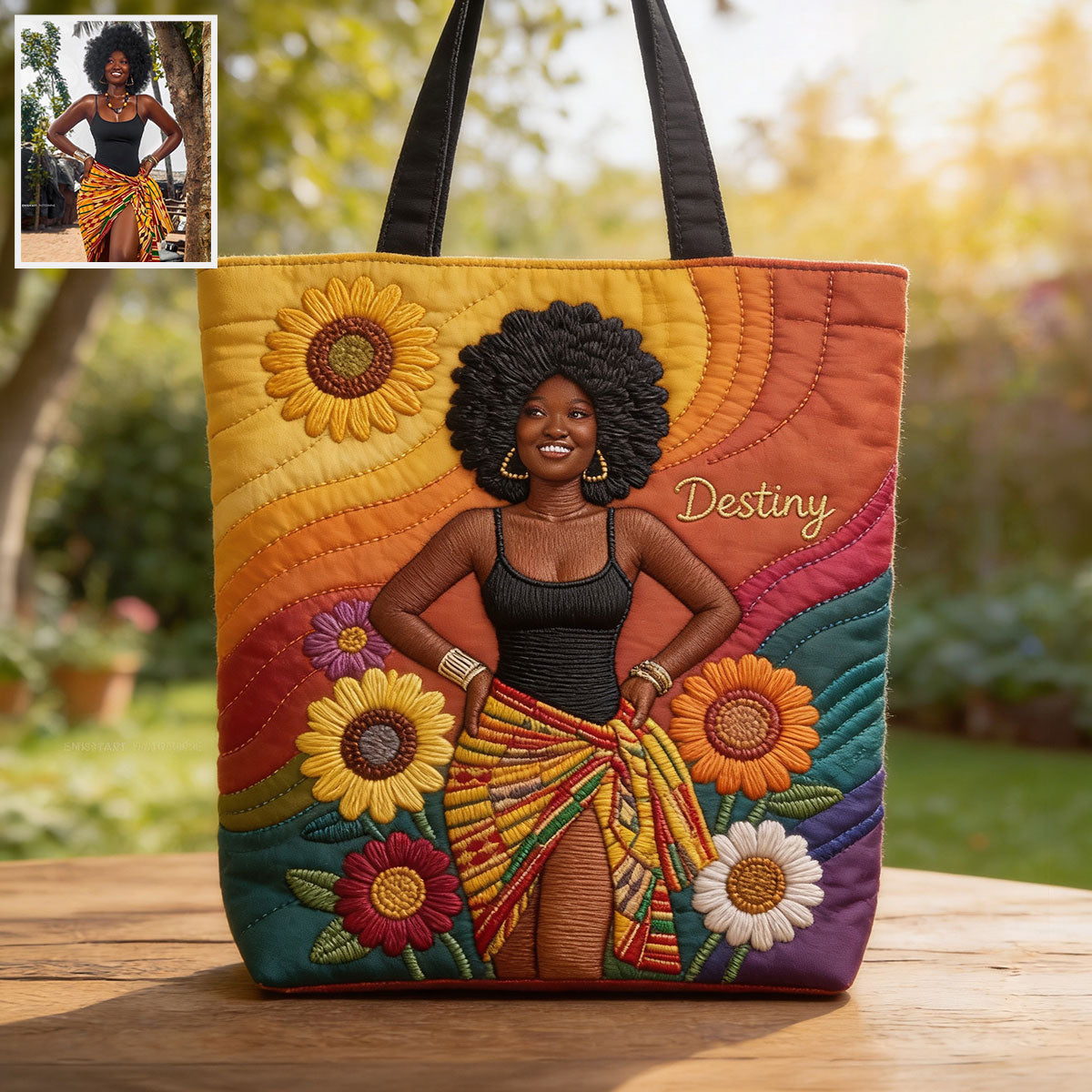 Any Photo Proud Woman - Personalized African American Quilted Tote Bag