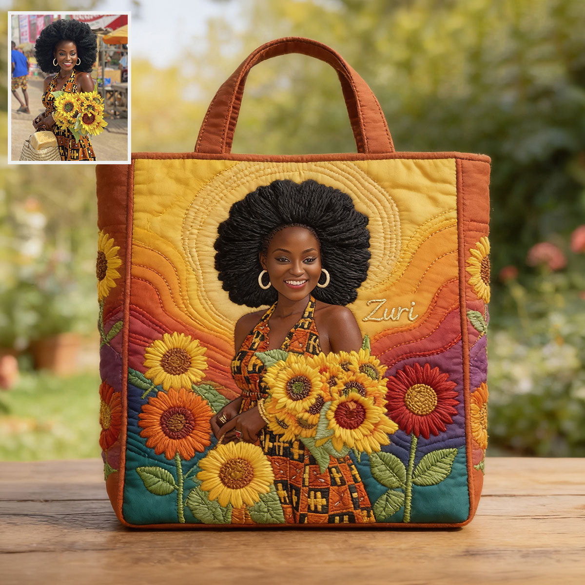 Any Photo Proud Woman - Personalized African American Quilted Tote Bag