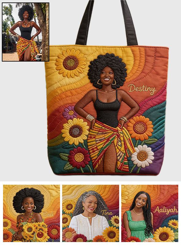 Any Photo Proud Woman - Personalized African American Quilted Tote Bag