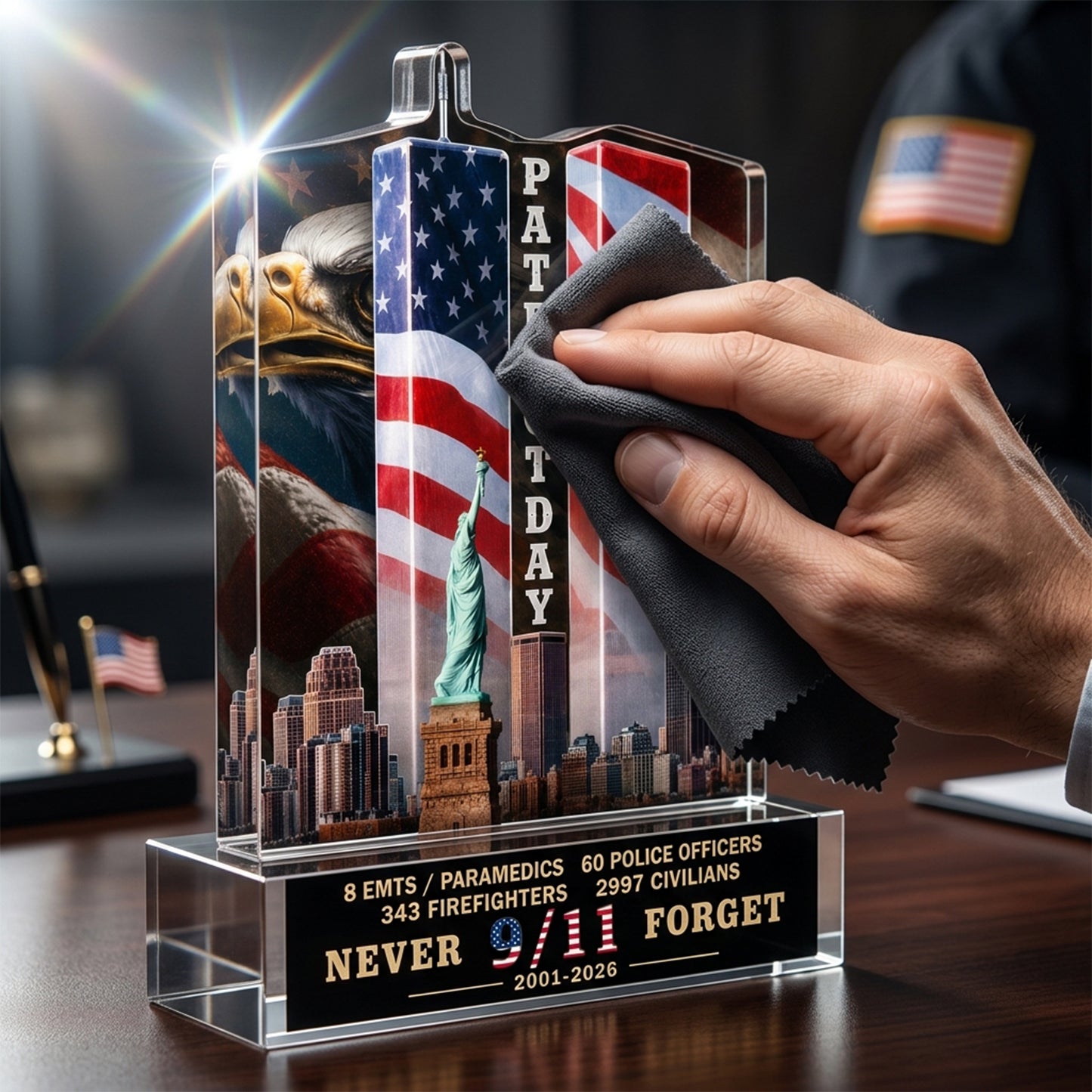 Never Forget 9/11 - Firefighter 2-Side Printed Acrylic Plaque
