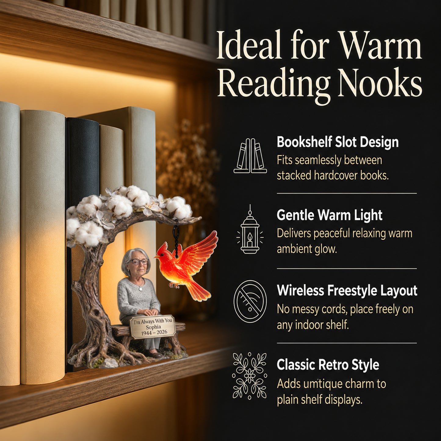 I'm Always With You - Personalized Memorial Bookshelf Lamp