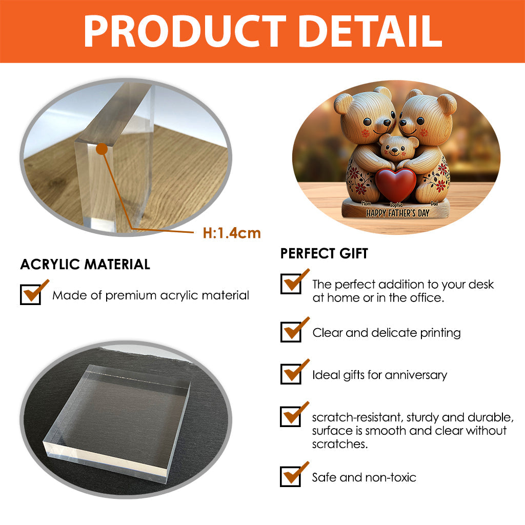 Wir lieben dich – Personalisierte Acrylplakette für Väter in individueller Form