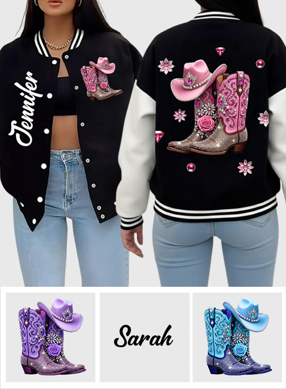 Cowgirl Boots - Personalized Cowgirl Varsity Jacket