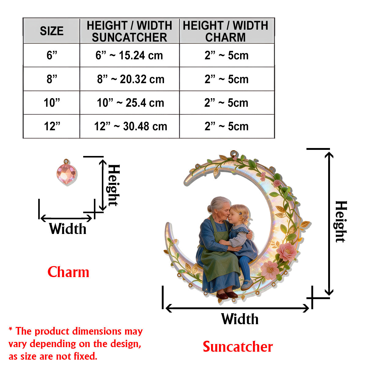 Ich liebe dich bis zum Mond, Geschenk für Mama und Oma - Personalisierter Fensterhänger mit Anhängern