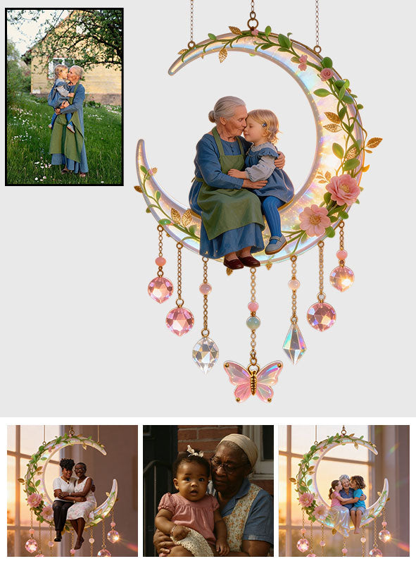 Ich liebe dich bis zum Mond, Geschenk für Mama und Oma - Personalisierter Fensterhänger mit Anhängern