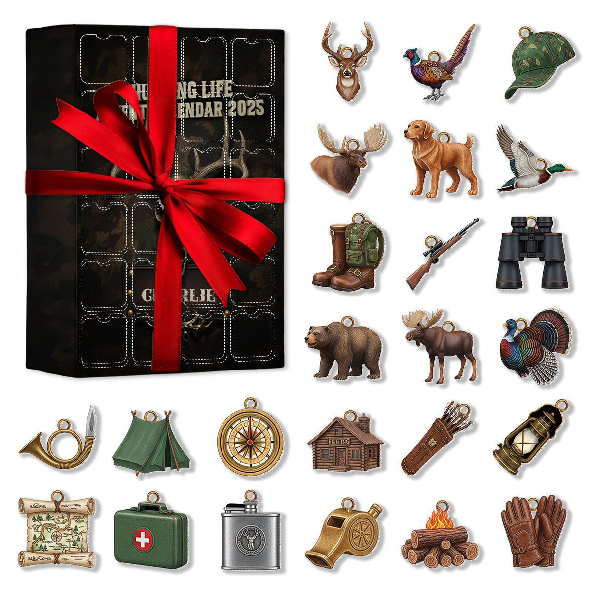 Jagdleben – Personalisierter Jagd-Adventskalender mit Ornamenten