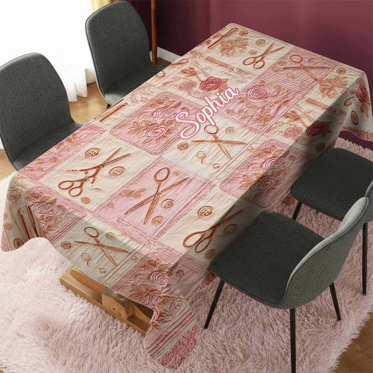 Love Sewing - Personalized Sewing Table Cloth Cover