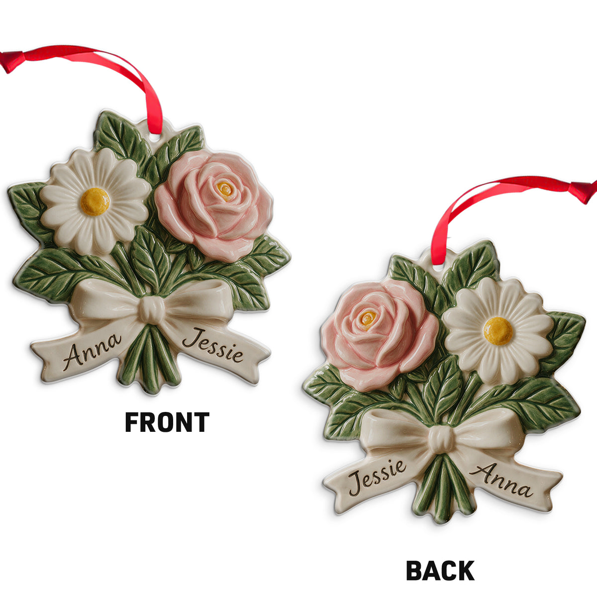 Birth Flowers Besties - Personalized Bestie Custom Shape Ceramic Ornament