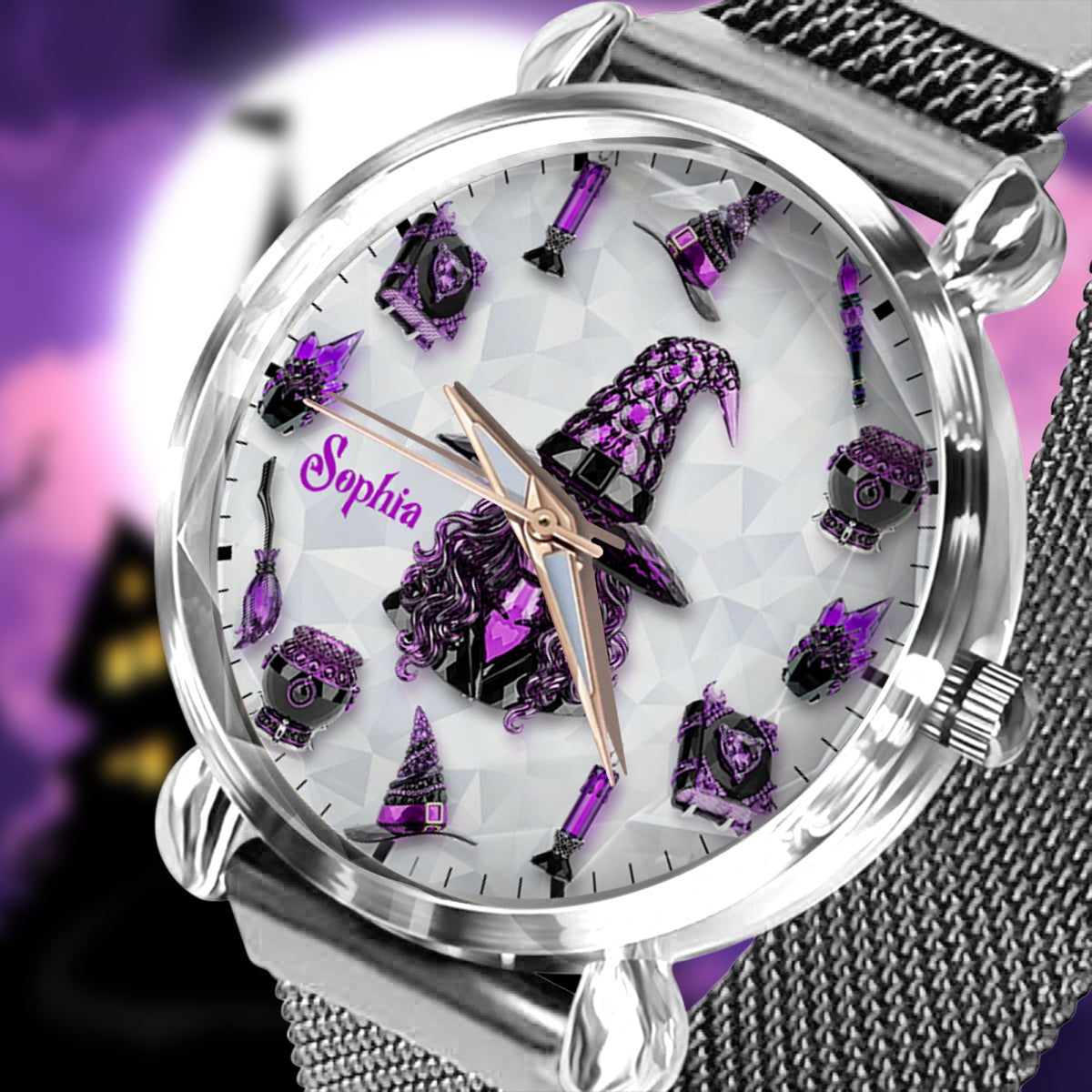 Mystische Hexenwerkzeuge – Personalisierte Hexen-Damen-Handuhr