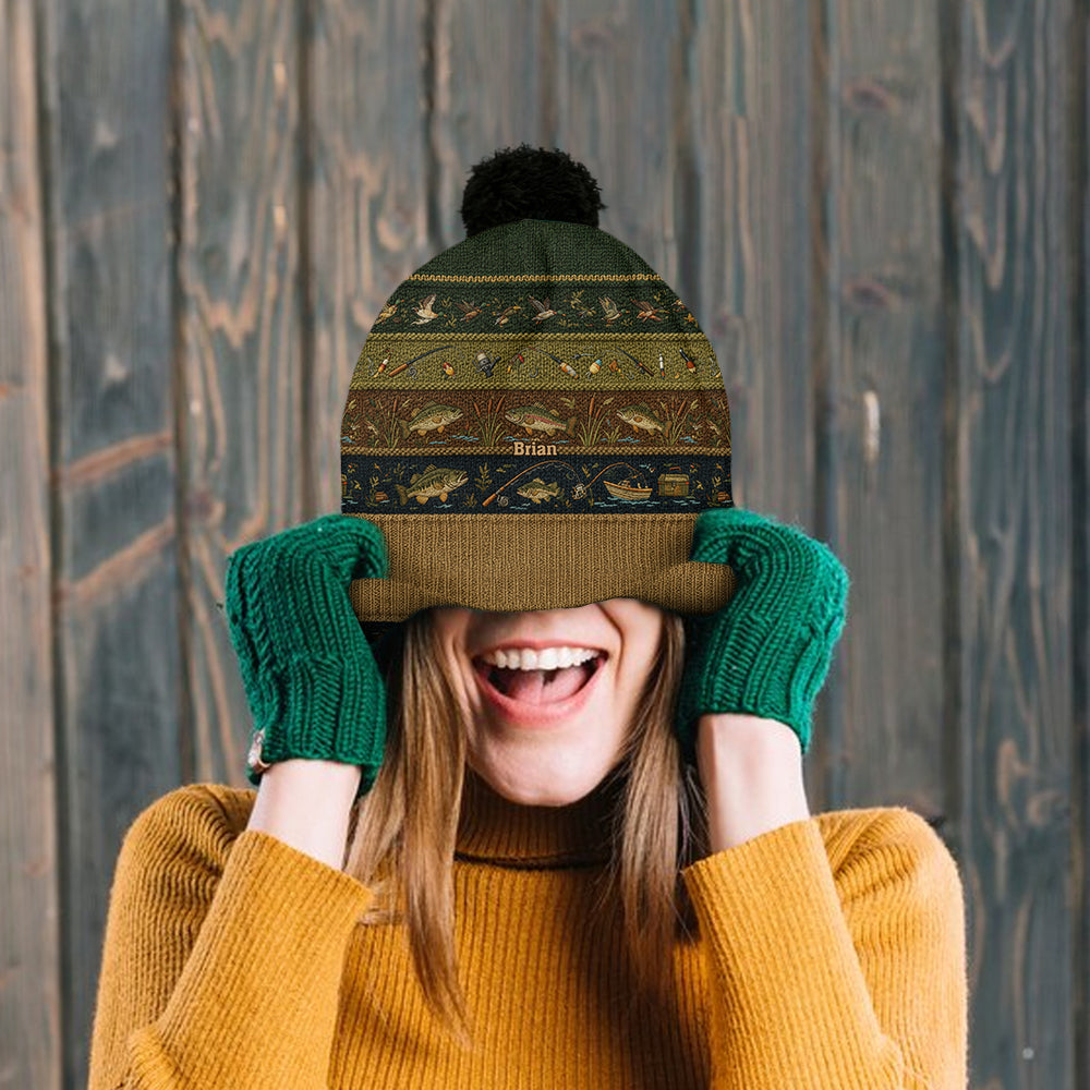 Fishing Makes Me Happy - Personalized Fishing Beanie Hat