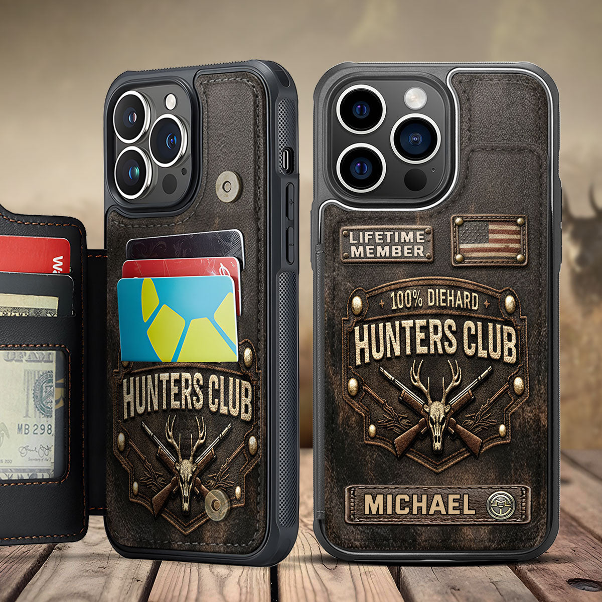 Die Hard Hunter Club – Personalisierte Handyhülle mit Jagdmotiv und Volldruck