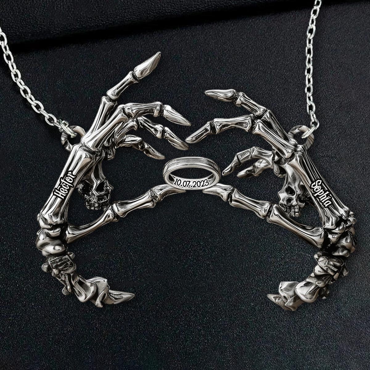 Till Death Do Us Part - Personalized Skull Custom Shaped Pendant Necklace