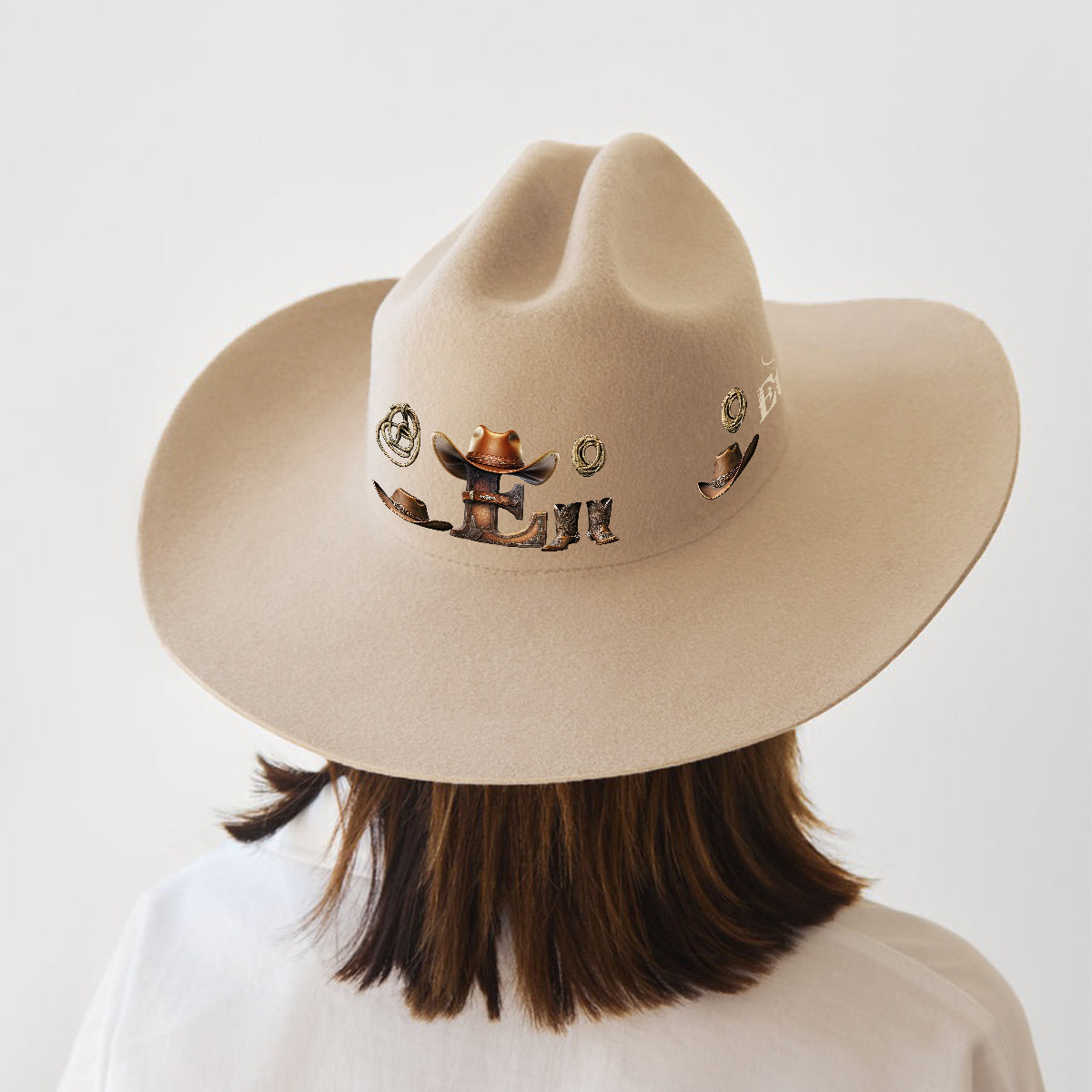 Personalisierter Cowboyhut im Western-Stil mit breitem Krempen