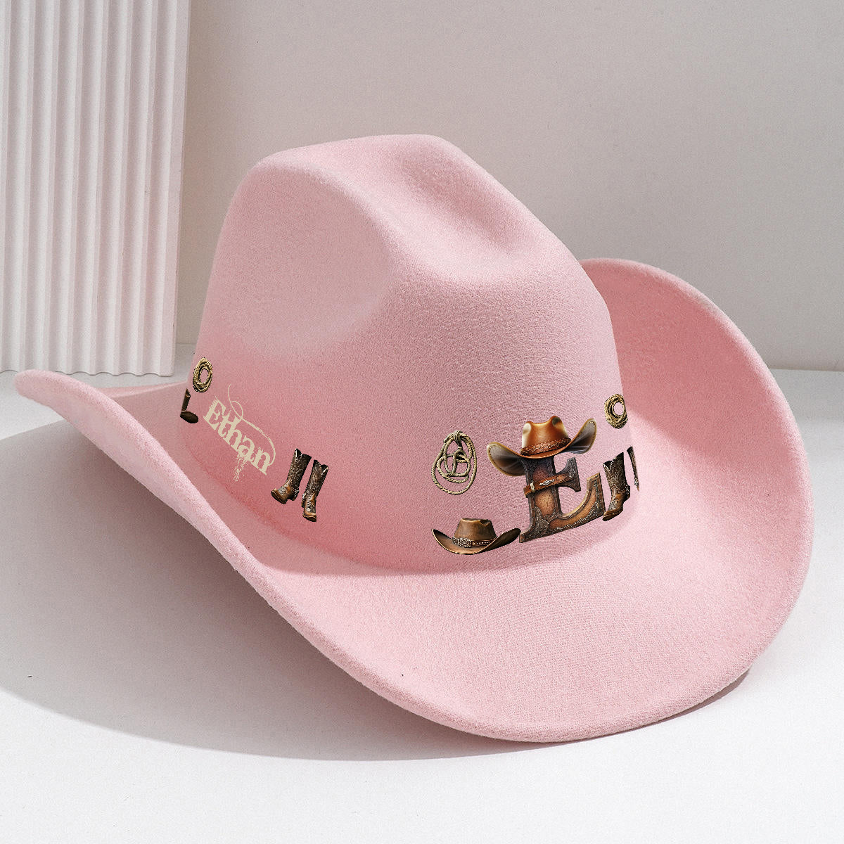 Personalisierter Cowboyhut im Western-Stil mit breitem Krempen