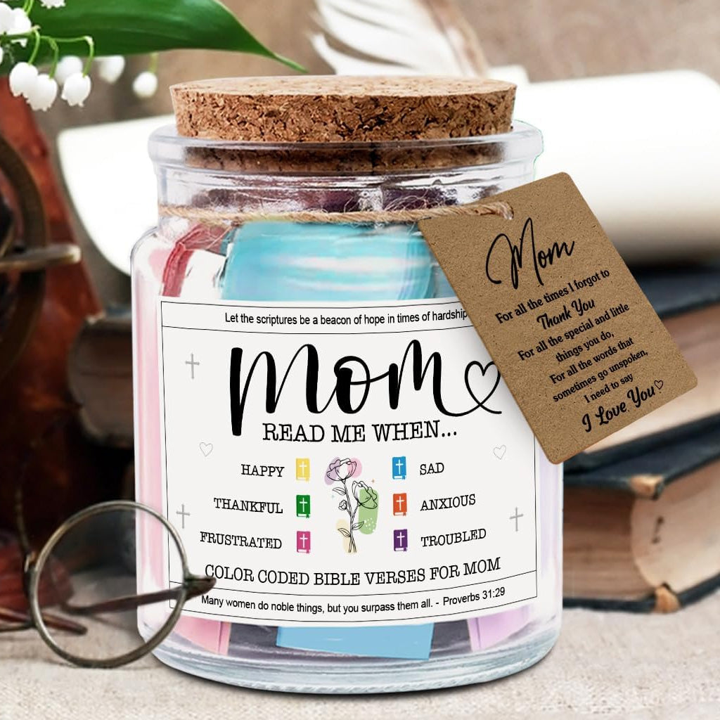 Dekoratives Glasgefäß mit inspirierenden Bibelversen (92 Verse)