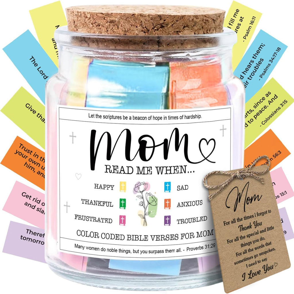 Dekoratives Glasgefäß mit inspirierenden Bibelversen (92 Verse)