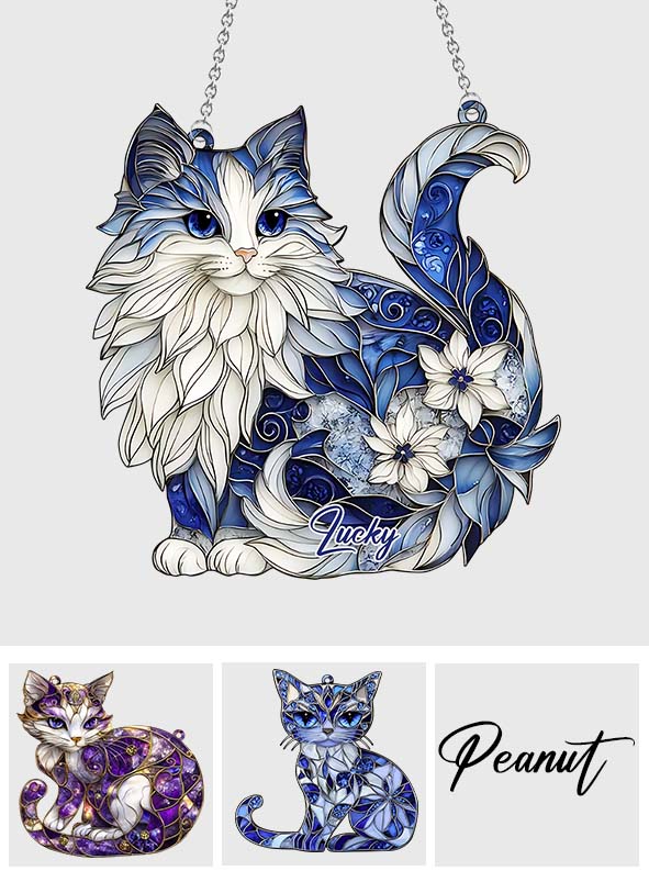 Niedliche Katze – Personalisierter Katzen-Fensterhänger als Sonnenfänger 