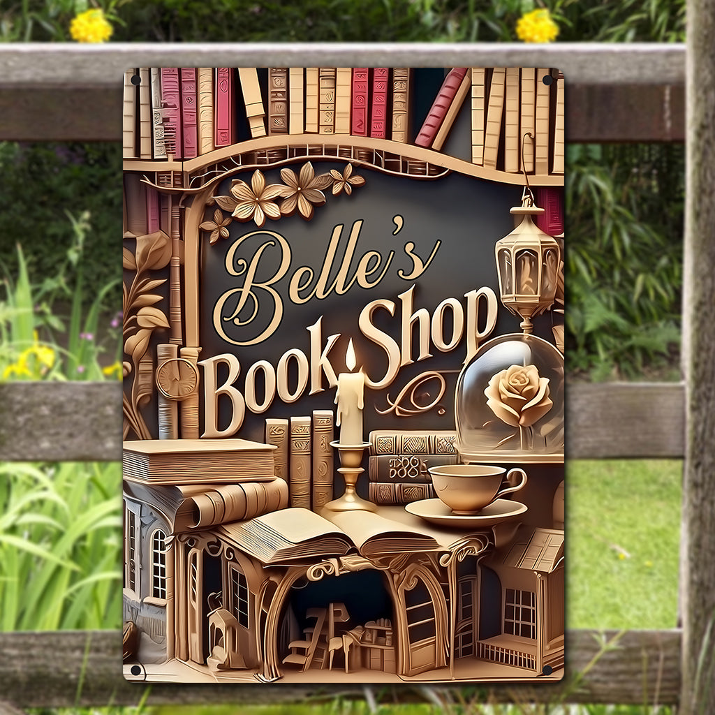 Buchhandlung mit individuellem Namen – Personalisiertes rechteckiges Metallschild für Bücher