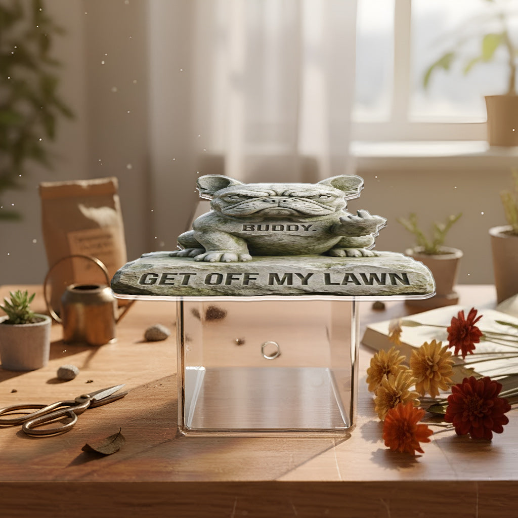 Get Off My Lawn, Custom From Any Photo - Personalized Dog Acrylic Pot