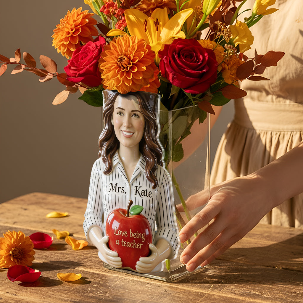 Custom Any Photo Thank You For Helping Me Grow - Personalized Teacher Acrylic Pot