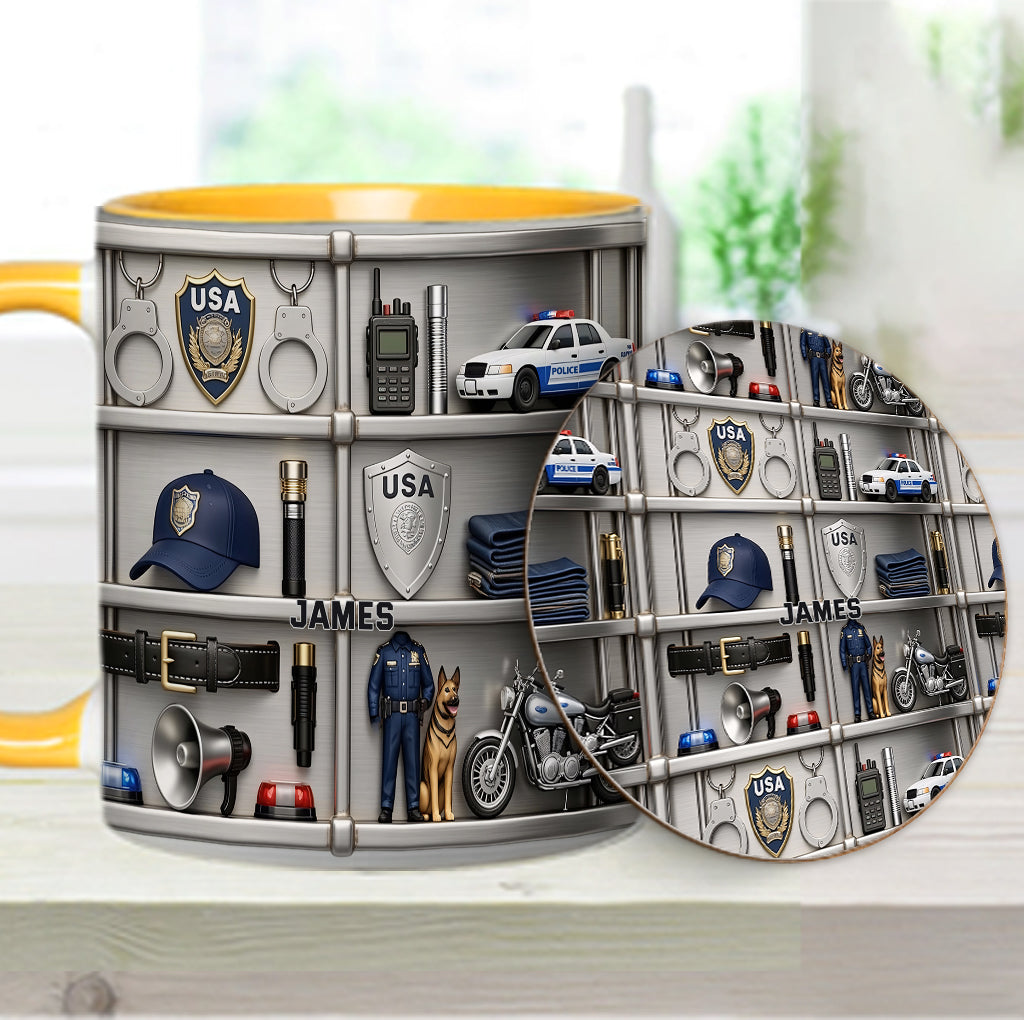 Serve And Protect - Personalized Police Officer Accent Mug & Coaster