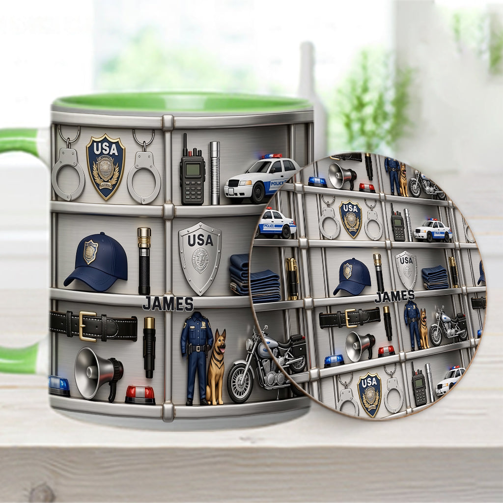 Serve And Protect - Personalized Police Officer Accent Mug & Coaster