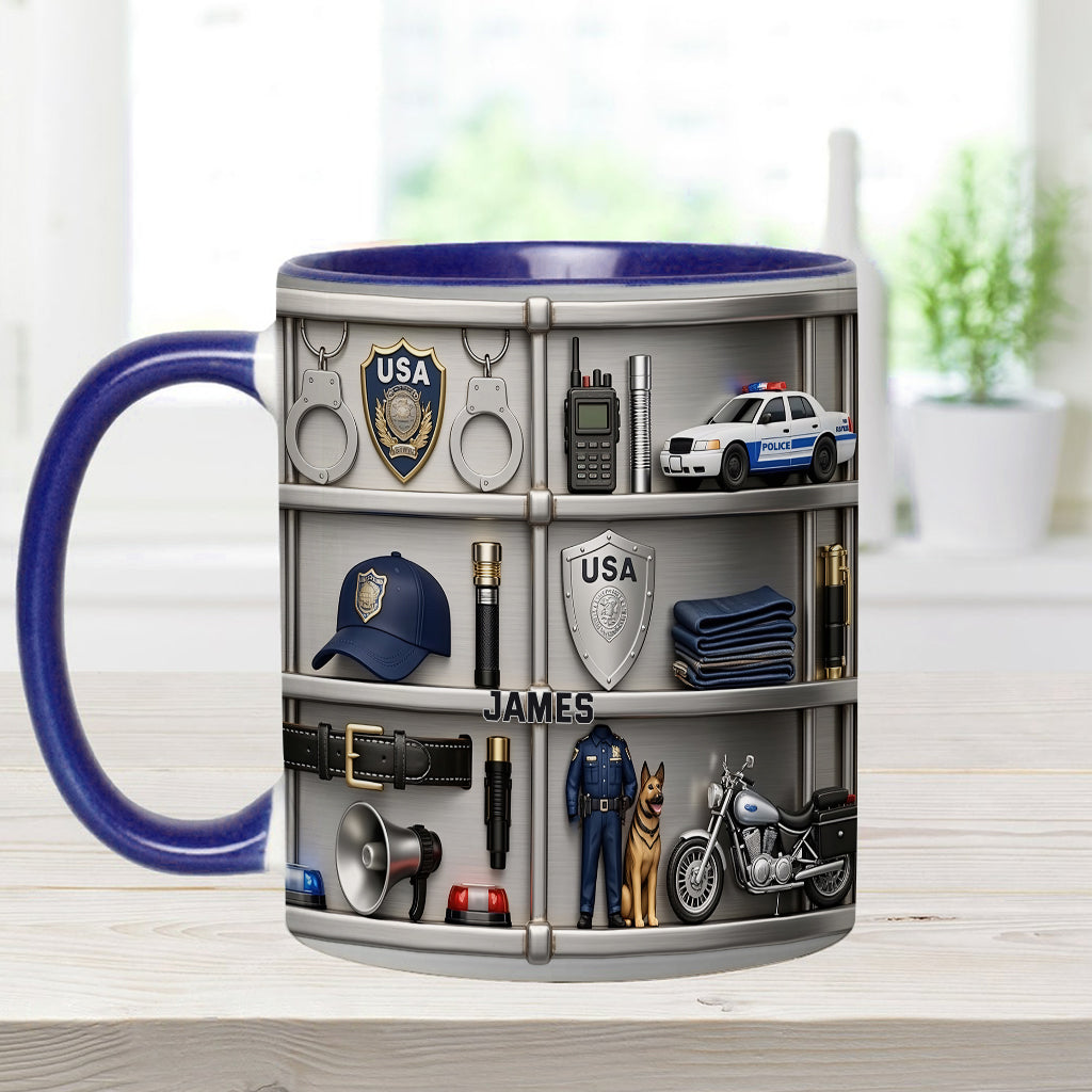 Serve And Protect - Personalized Police Officer Accent Mug & Coaster