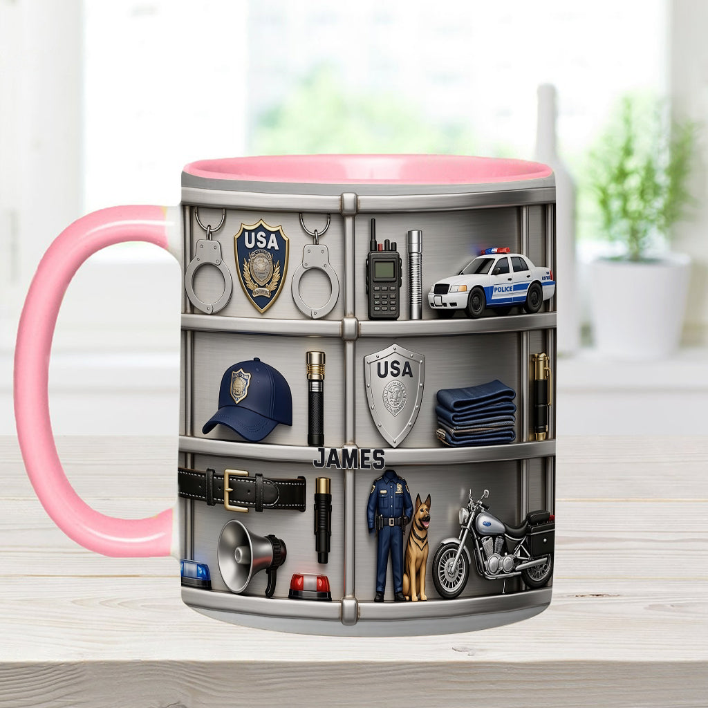 Serve And Protect - Personalized Police Officer Accent Mug & Coaster