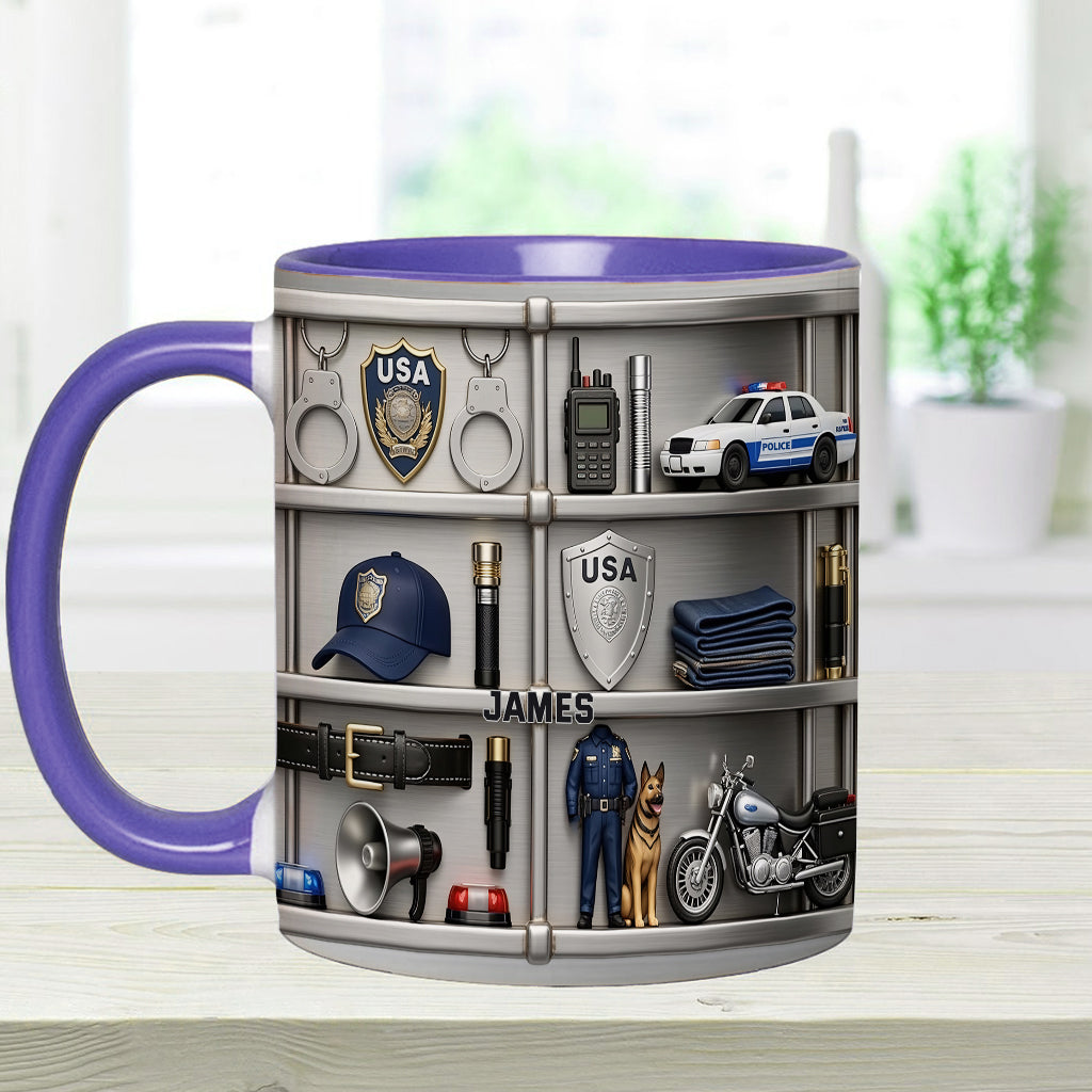 Serve And Protect - Personalized Police Officer Accent Mug & Coaster