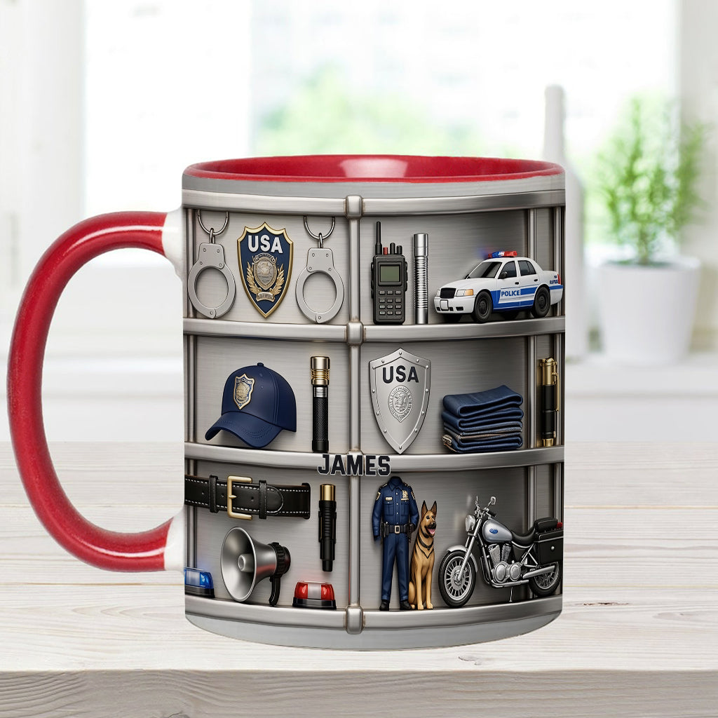 Serve And Protect - Personalized Police Officer Accent Mug & Coaster