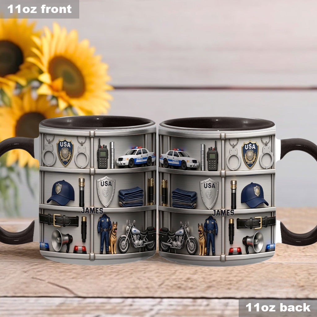 Serve And Protect - Personalized Police Officer Accent Mug & Coaster