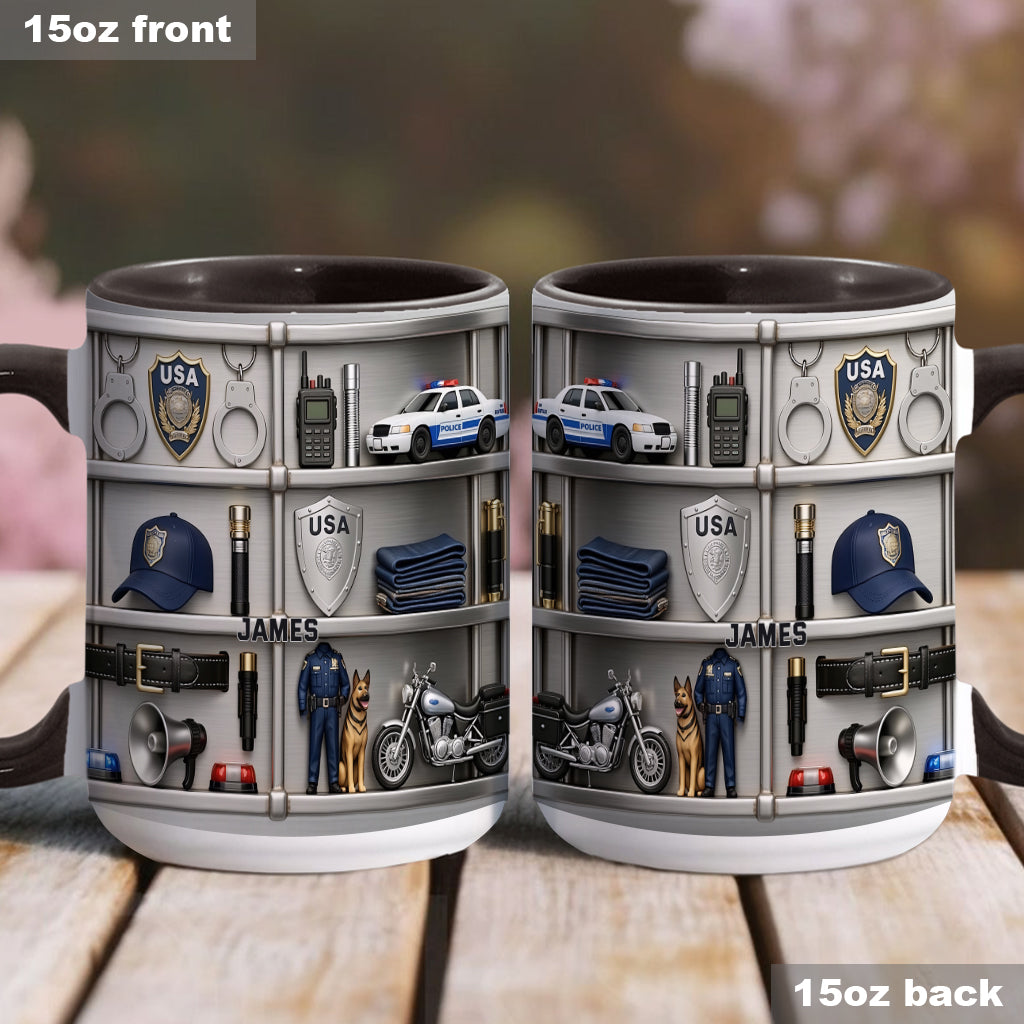 Serve And Protect - Personalized Police Officer Accent Mug & Coaster