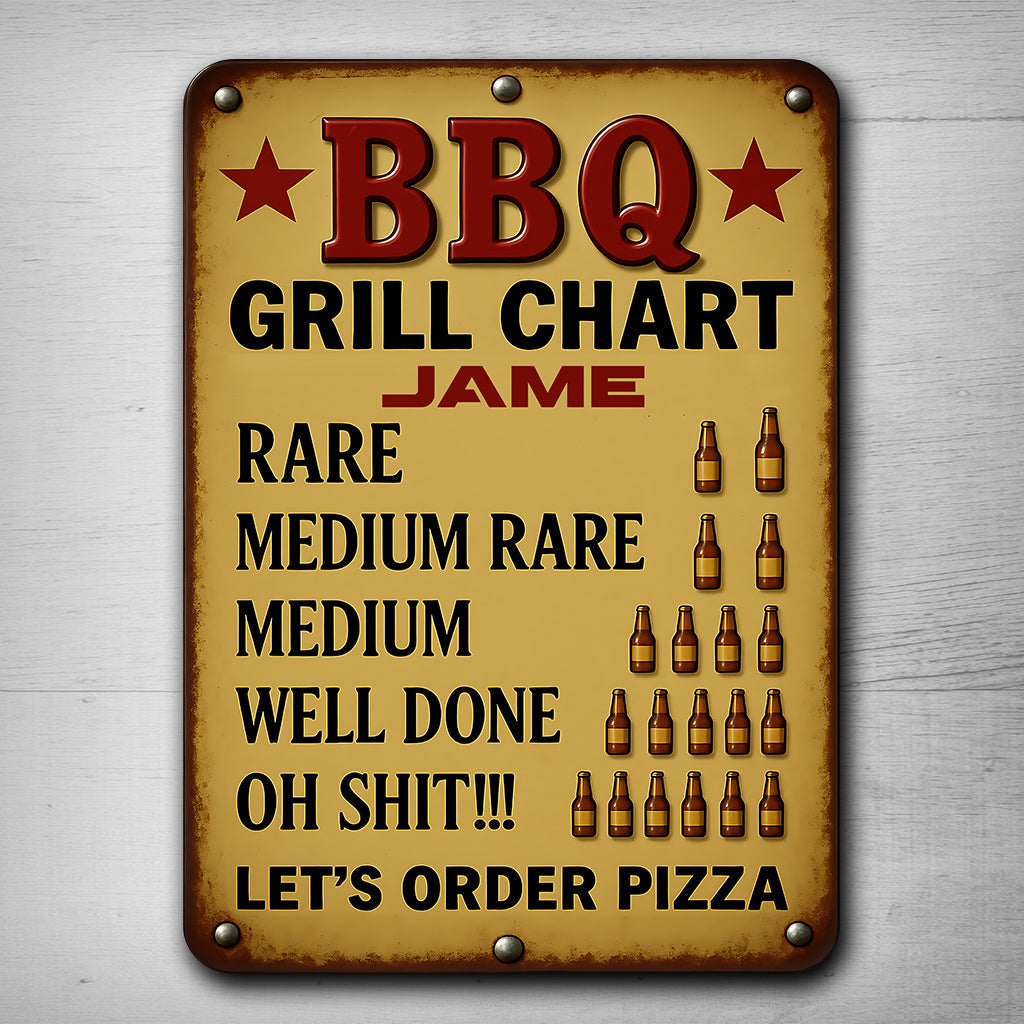 BBQ Area - Personalized Grilling Rectangle Metal Sign
