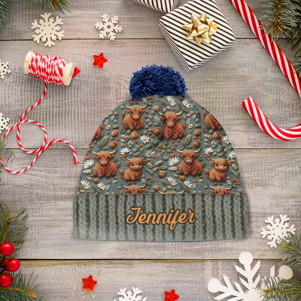 Highland Cow Farm - Personalisierte Highland Cow Beanie Mütze