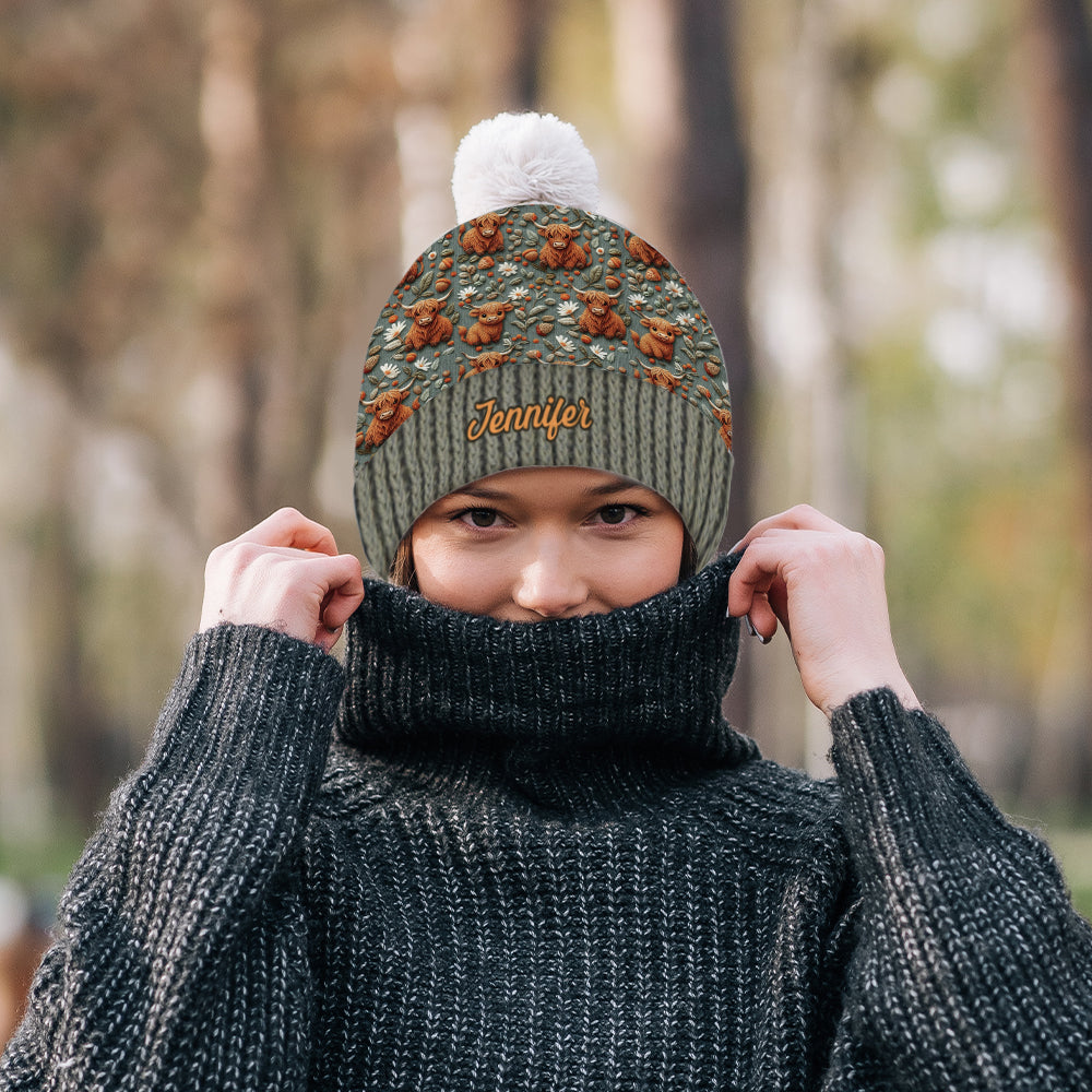 Highland Cow Farm - Personalisierte Highland Cow Beanie Mütze