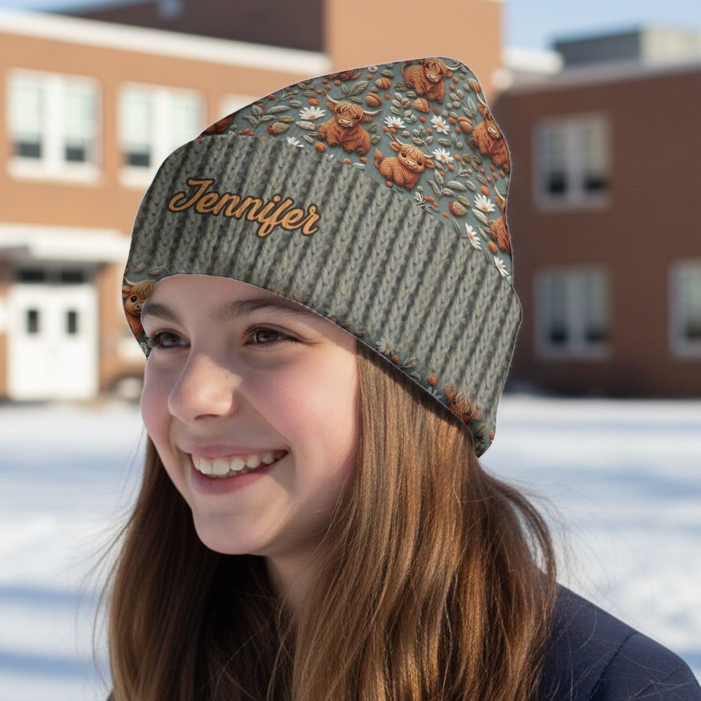 Highland Cow Farm - Personalisierte Highland Cow Beanie Mütze