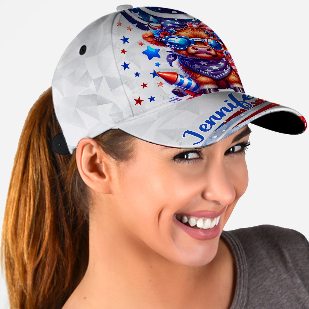 Highland Cow-Mütze zum 4. Juli – Personalisierte Highland Cow Classic-Mütze