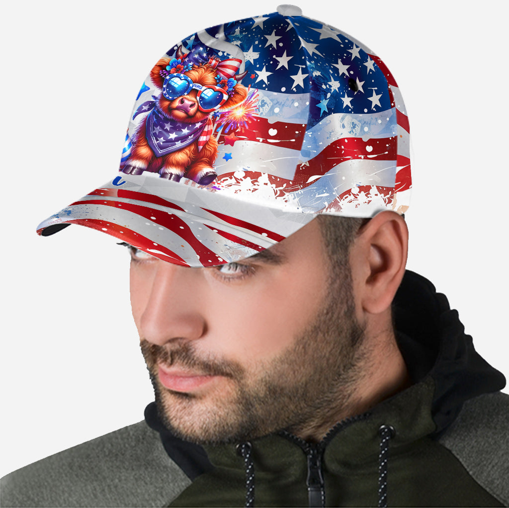 Highland Cow-Mütze zum 4. Juli – Personalisierte Highland Cow Classic-Mütze