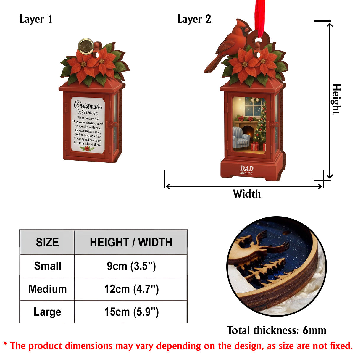 Weihnachten im Himmel – In liebevollem Gedenken – Personalisierte Gedenk-Klappdekoration