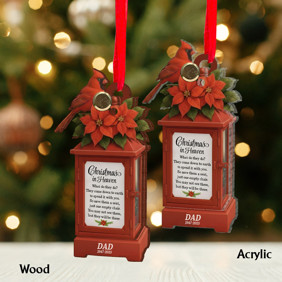 Weihnachten im Himmel – In liebevollem Gedenken – Personalisierte Gedenk-Klappdekoration