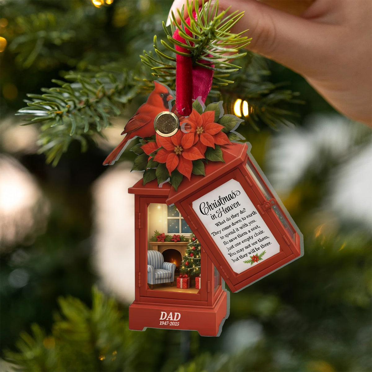 Weihnachten im Himmel – In liebevollem Gedenken – Personalisierte Gedenk-Klappdekoration