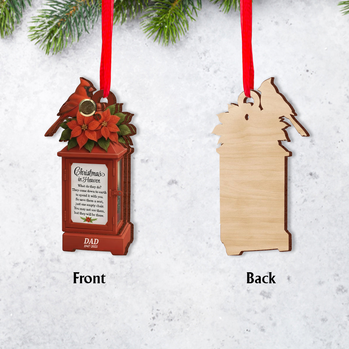 Weihnachten im Himmel – In liebevollem Gedenken – Personalisierte Gedenk-Klappdekoration