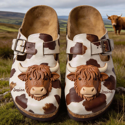 Love Cow – Personalisierte Highland Cow Clogs mit Fußgewölbeunterstützung