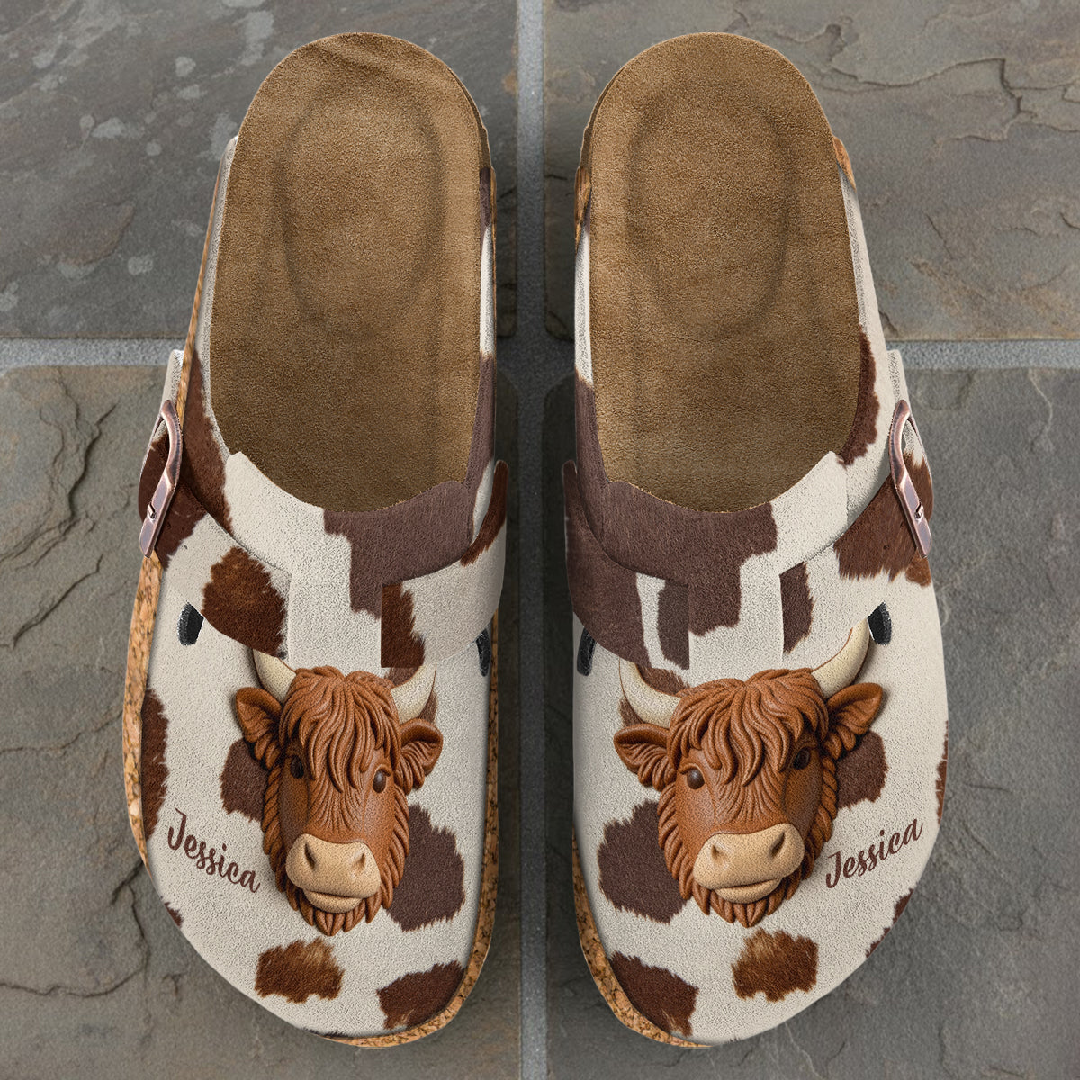 Love Cow - Personalized Highland Cow Clogs With Arch Support