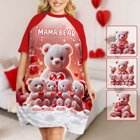 Mama Bär – Personalisiertes Schlafshirt-Kleid für Mütter