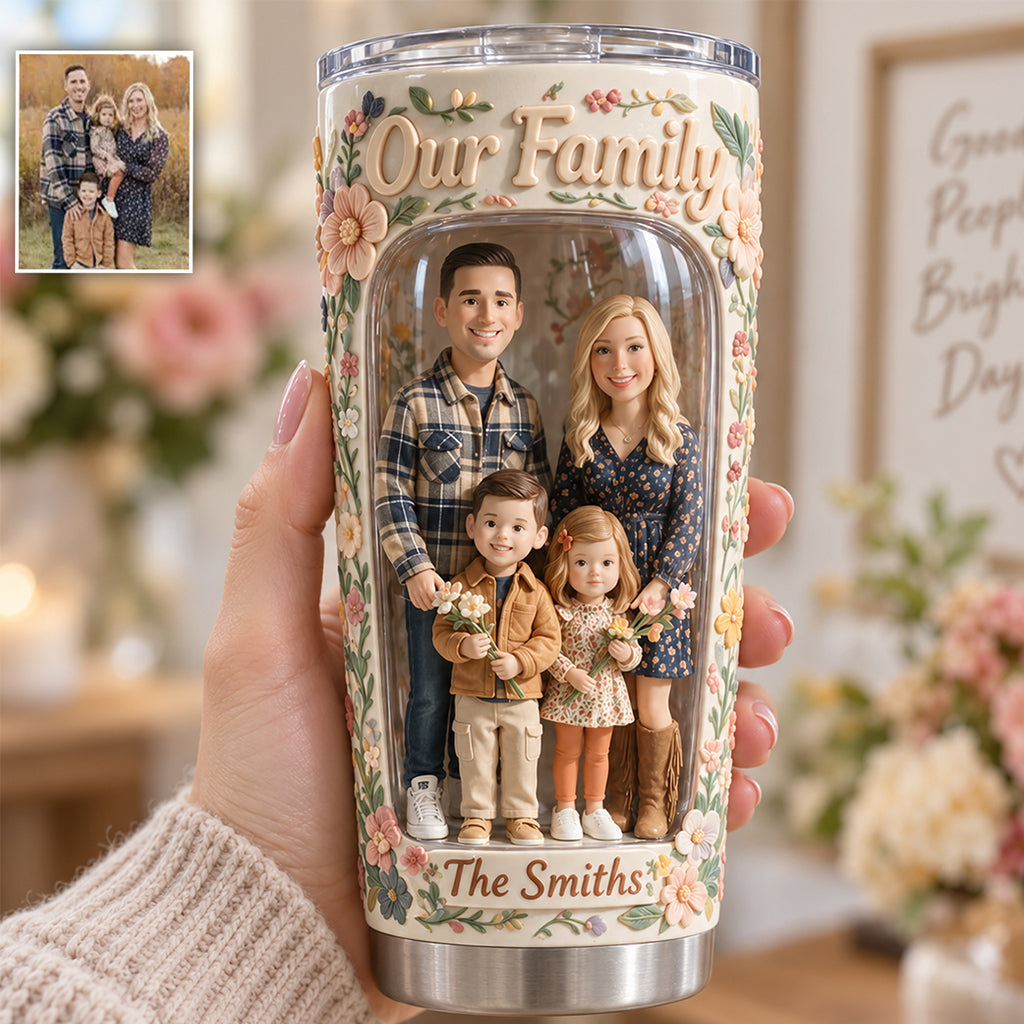 Custom From Any Photo, Any Flower - Personalized Couple Tumbler